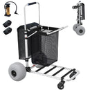 Foldable Beach Cart with Adjustable Handle and 12" Balloon Wheels, Heavy Duty Aluminum 220LBS Capacity