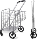 Shopping Cart with Wheels, Metal Grocery Cart with Wheels, Shopping Carts For Groceries