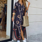 New Fashion Long Sleeve Shirt Dress Long Dress