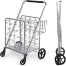Shopping Cart with Wheels, Metal Grocery Cart with Wheels, Shopping Carts For Groceries