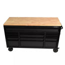 Heavy Duty 61 in. W x 23 in. D 15-Drawer Mobile Workbench with Solid Wood Top