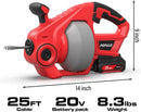 20V Cordless Electric Drain Auger-Efficient 25Ft Auto-Feed Drain Snake with Replaceable Cable,2.0Ah Battery,Charger,Storage Bag & Gloves for Kitchen,Bathroom,Shower Pipes (3/4"-2")"
