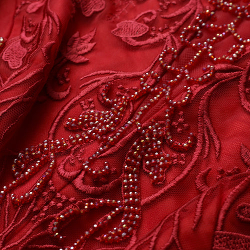 Embroidered Beaded Long Dress Dress
