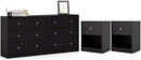 3 Piece Bedroom Set with 6-Drawer Double Dresser