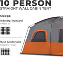 Straight Wall Cabin Tents | 10 Person / 11 Person / 12 Person Large Multi Room Family Tents for Car Camping & Outdoor Adventures