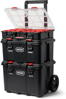 Modular Tools Organizer for Garage Storage and DIY, 3 Piece Resin Rolling Tool Box System for Small Parts