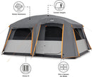 Straight Wall Cabin Tents | 10 Person / 11 Person / 12 Person Large Multi Room Family Tents for Car Camping & Outdoor Adventures