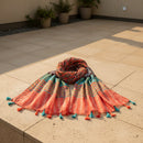 Women's cotton voile printed tassel scarf for everyday fashion