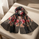 Women's lightweight floral print voile scarf for everyday fashion