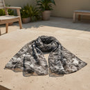 Women's lightweight printed voile scarf with floral-inspired design