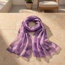 Women's lightweight printed voile scarf with floral-inspired design