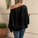 Women's off-shoulder satin blouse with an elegant asymmetric neckline