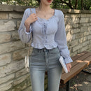 Women's retro long sleeve slim fit blouse for everyday wear