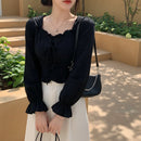 Women's retro long sleeve slim fit blouse for everyday wear