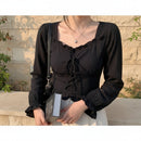 Women's retro long sleeve slim fit blouse for everyday wear