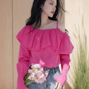 Women's ruffled off-shoulder blouse with long sleeves