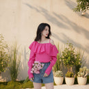 Women's ruffled off-shoulder blouse with long sleeves