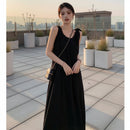 Women's sleeveless backless maxi tank dress with a flowing silhouette
