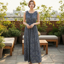 Women's sleeveless floral maxi dress with a flowing silhouette