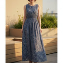 Women's sleeveless floral maxi dress with a flowing silhouette
