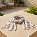 Women's soft voile travel shawl scarf with decorative tassels