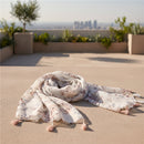 Women's soft voile travel shawl scarf with decorative tassels