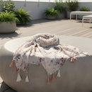 Women's soft voile travel shawl scarf with decorative tassels