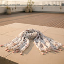 Women's soft voile travel shawl scarf with decorative tassels
