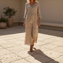 Women's V-neck printed maxi dress for casual everyday wear